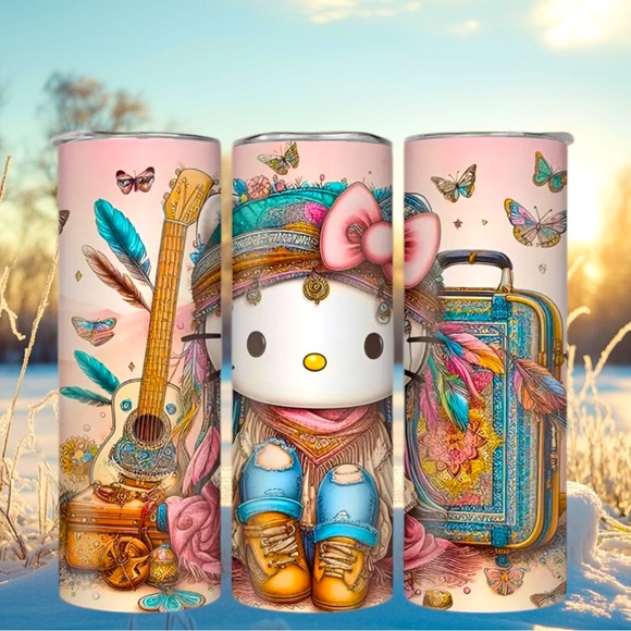 🆕 Hello Kitty Hippie 20oz Stainless Steel Tumbler - Insulated & Rust-Resistant - Picture 1 of 7